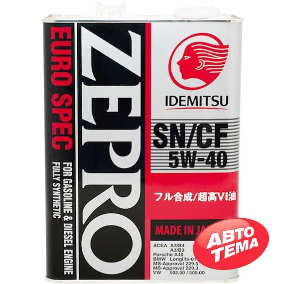 Купить Моторное масло IDEMITSU Zepro Euro Spec SN/CF 5W-40 (4л)
