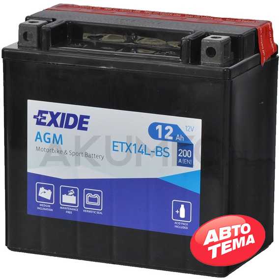 Купить Аккумулятор EXIDE AGM (ETX14-​BS) 12Ah-12v (150х87х145) L, EN200