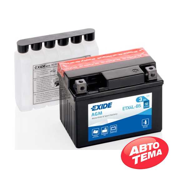 Купити Акумулятор EXIDE AGM (ETX4L-B​S) 3Ah-12v (113х70х85) R, EN50