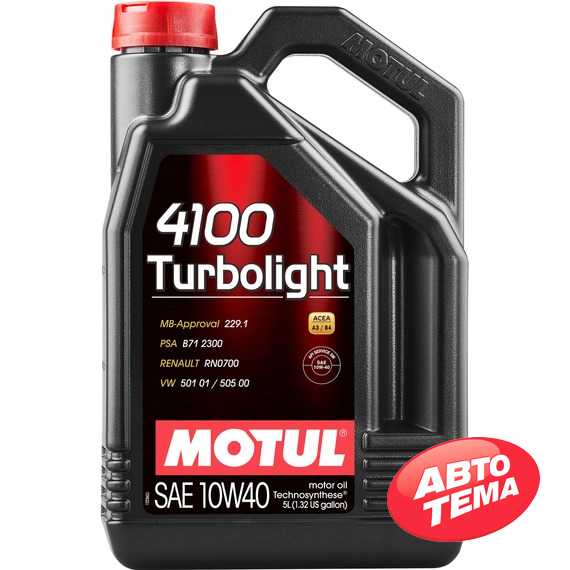 Купить Моторное масло MOTUL 4100 Turbolight 10W-40 (5 литров) 387606/108645